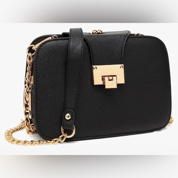 NWT Ladies Black PU Leather Shoulder Bag Evening Clutch Purse Cross - Picture 8 of 13